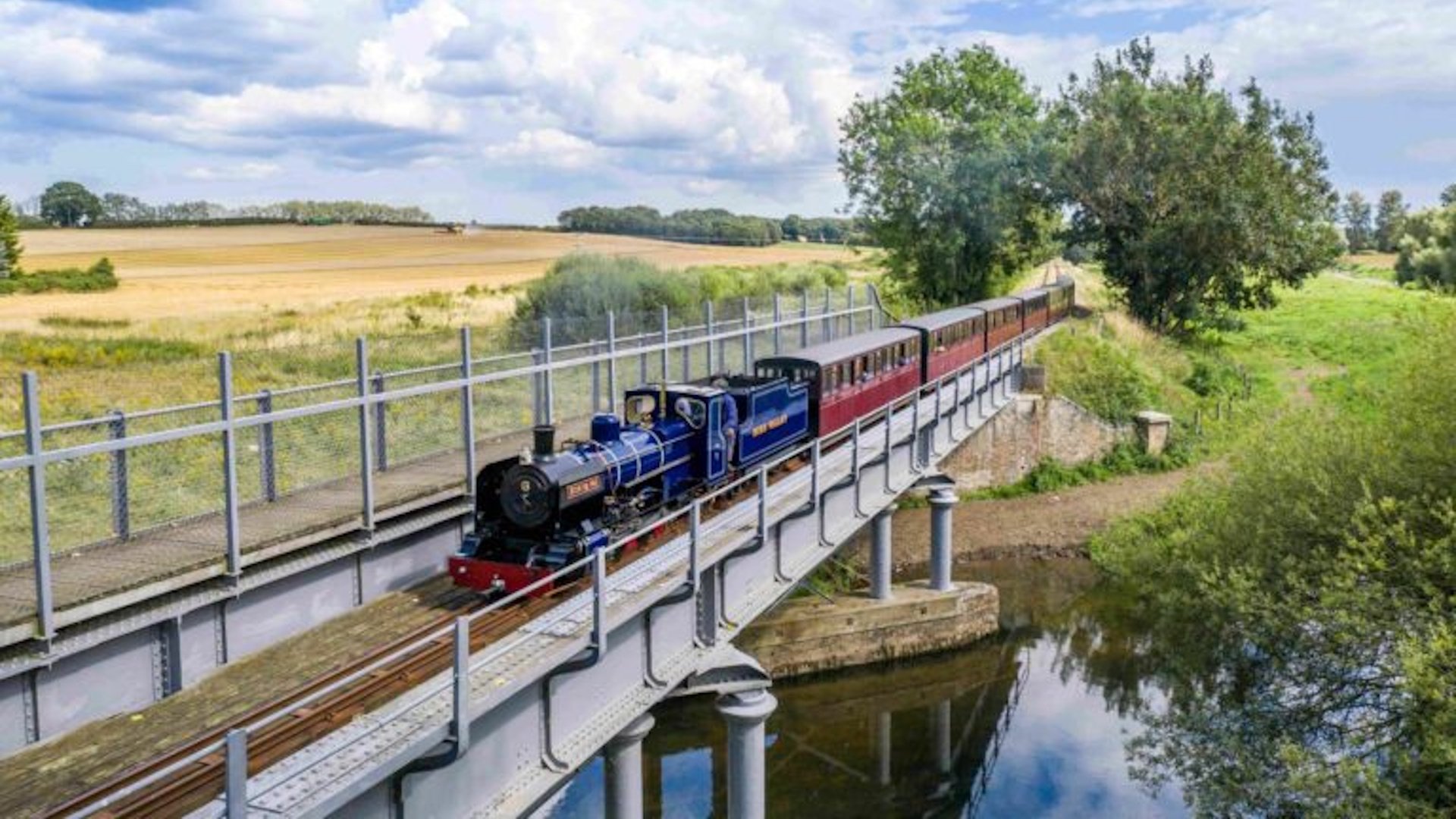Bure Valley Railway - Train Crossing a River