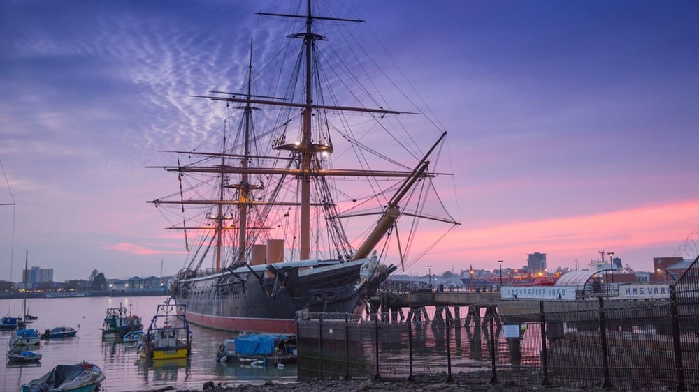 Portsmouth Historic Dockyard - HMS Warrior at Sunset