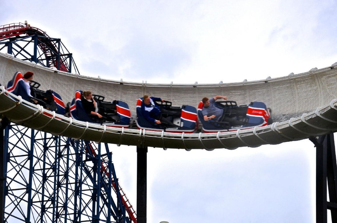 Blackpool Pleasure Beach - Avalanche - Banked Turn