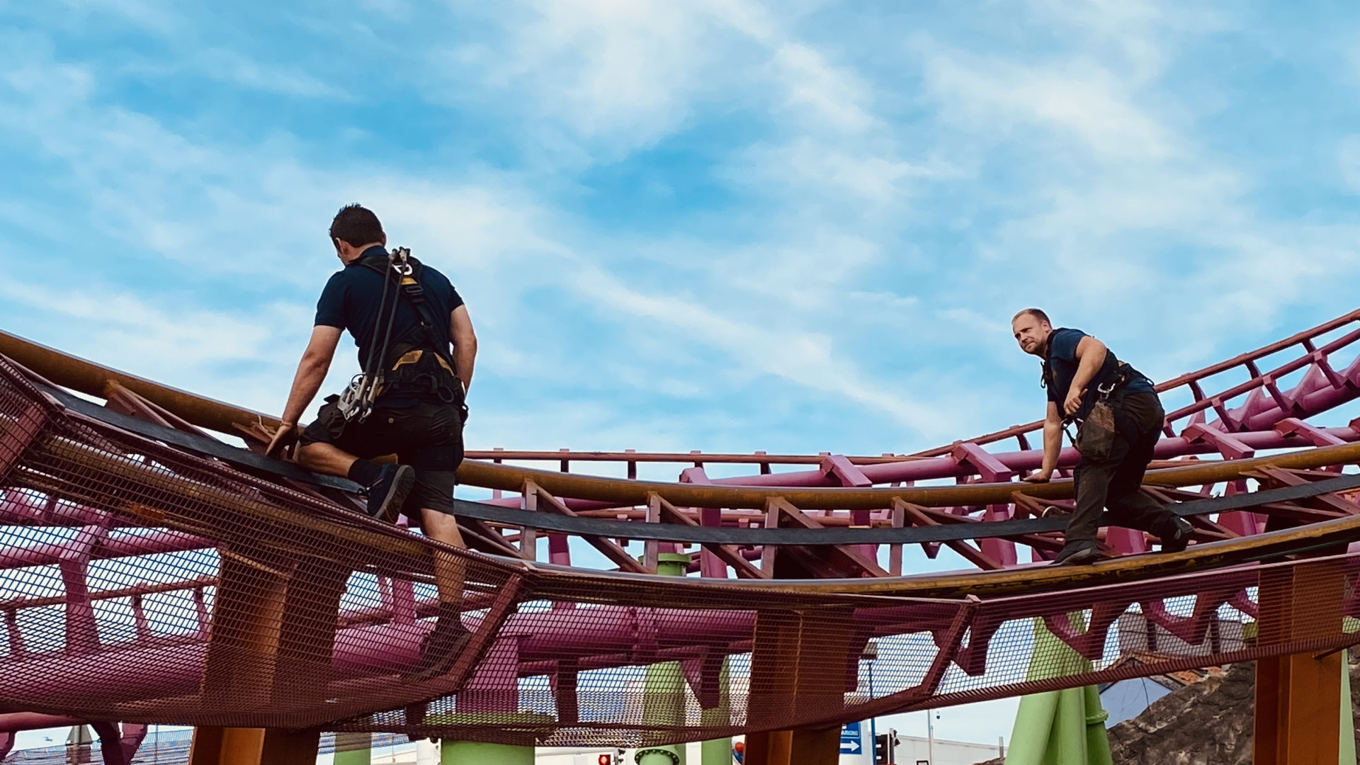 Engineers Inspecting Rhombus Rocket at Fantasy Island