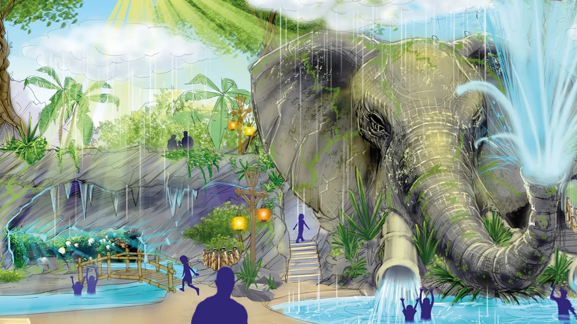 Chessington World of Adventures Resort - Waterpark Proposal Waterslides Artists Impression