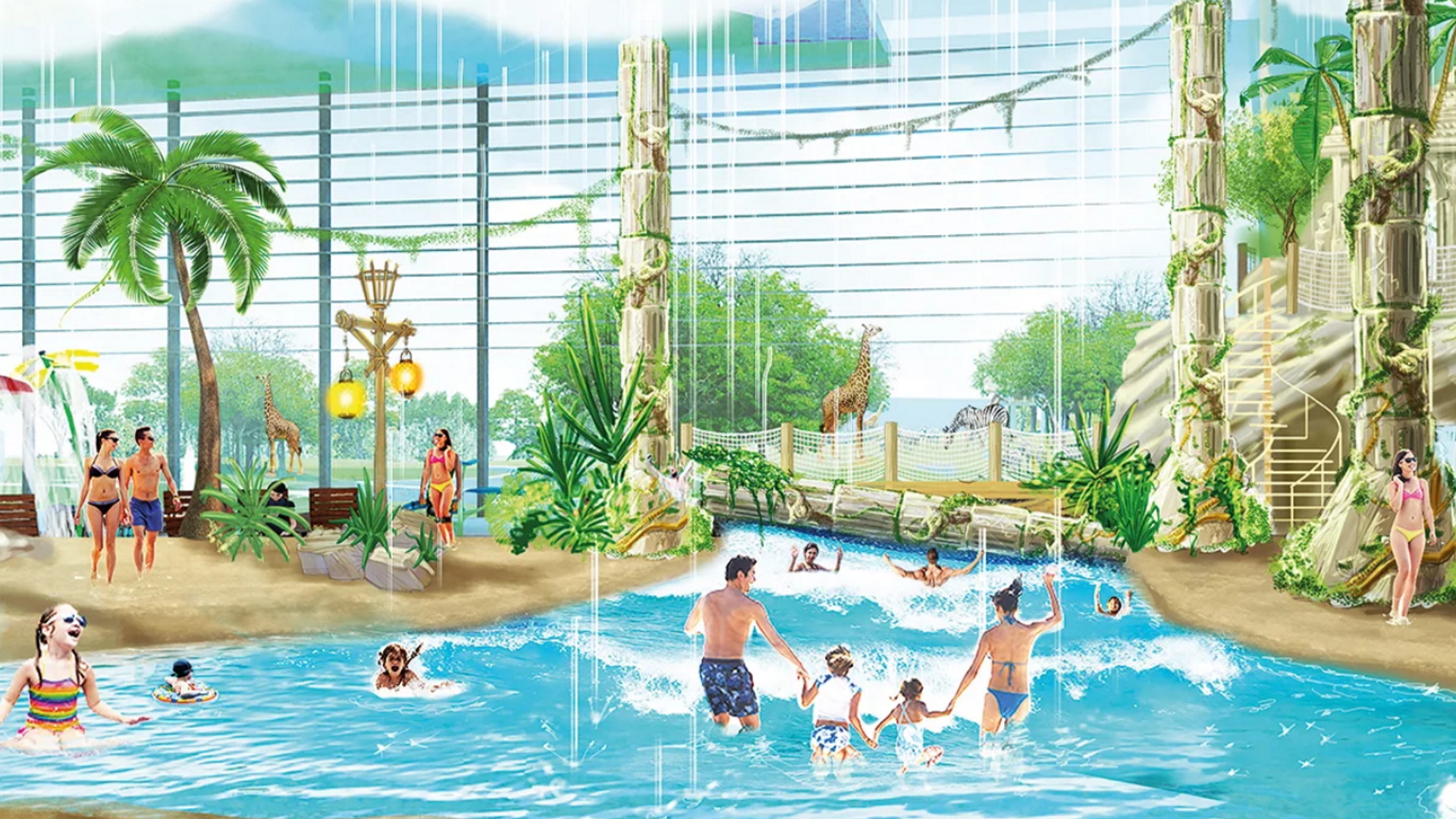 Chessington World of Adventures Resort - Waterpark Proposal Wave Pool Artists Impression