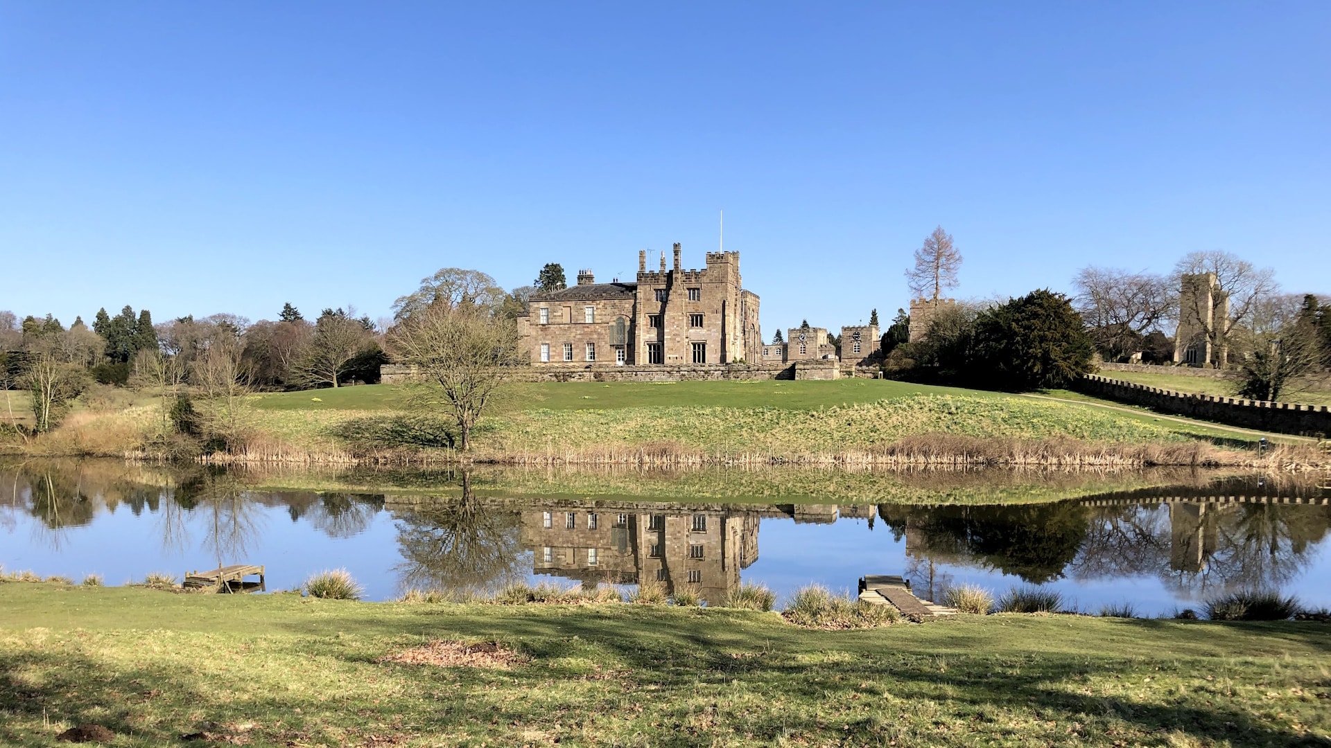 Ripley Castle - Reflecting on the lake wide