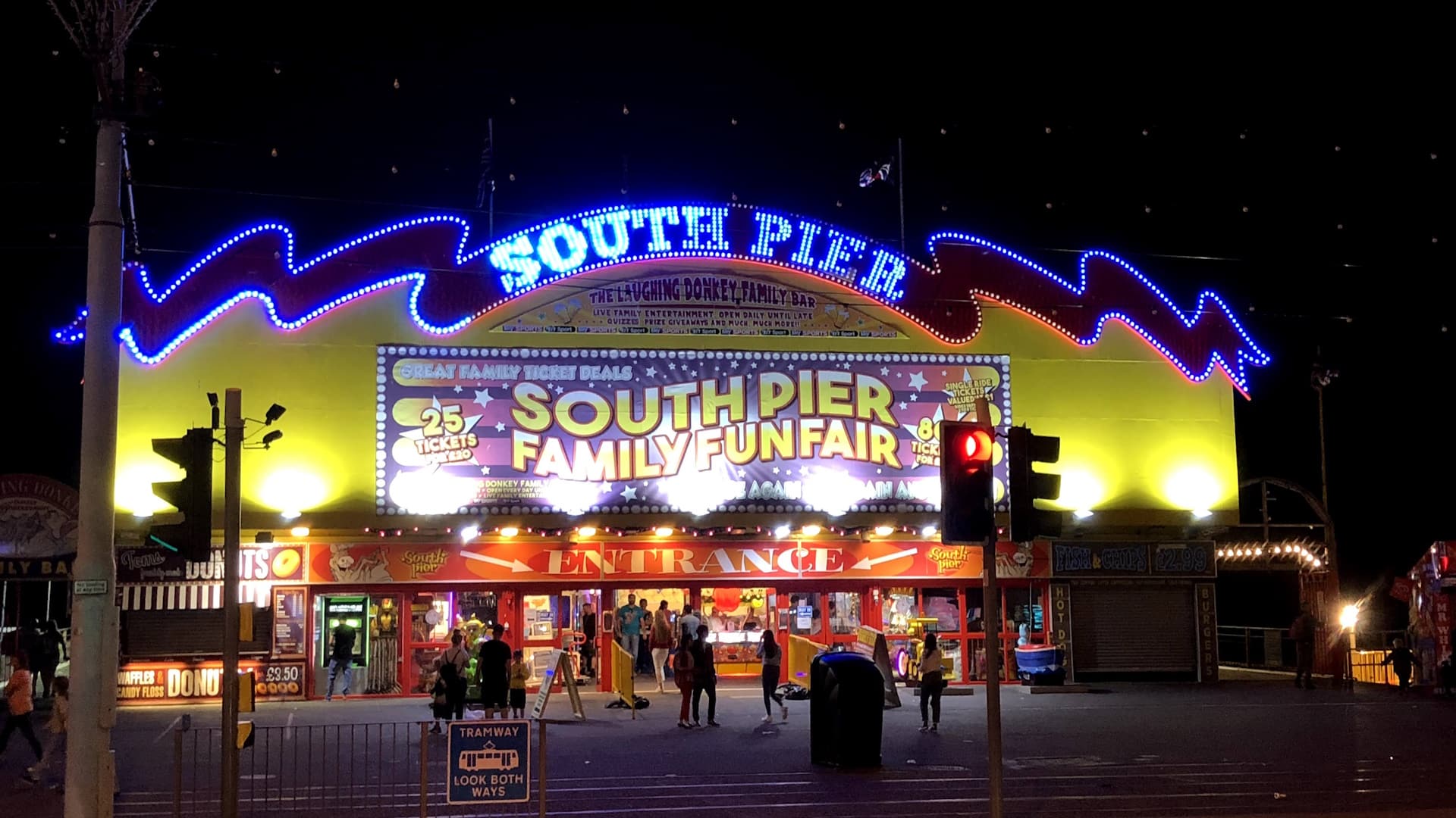 Blackpool South Pier - Main Entrance at Night