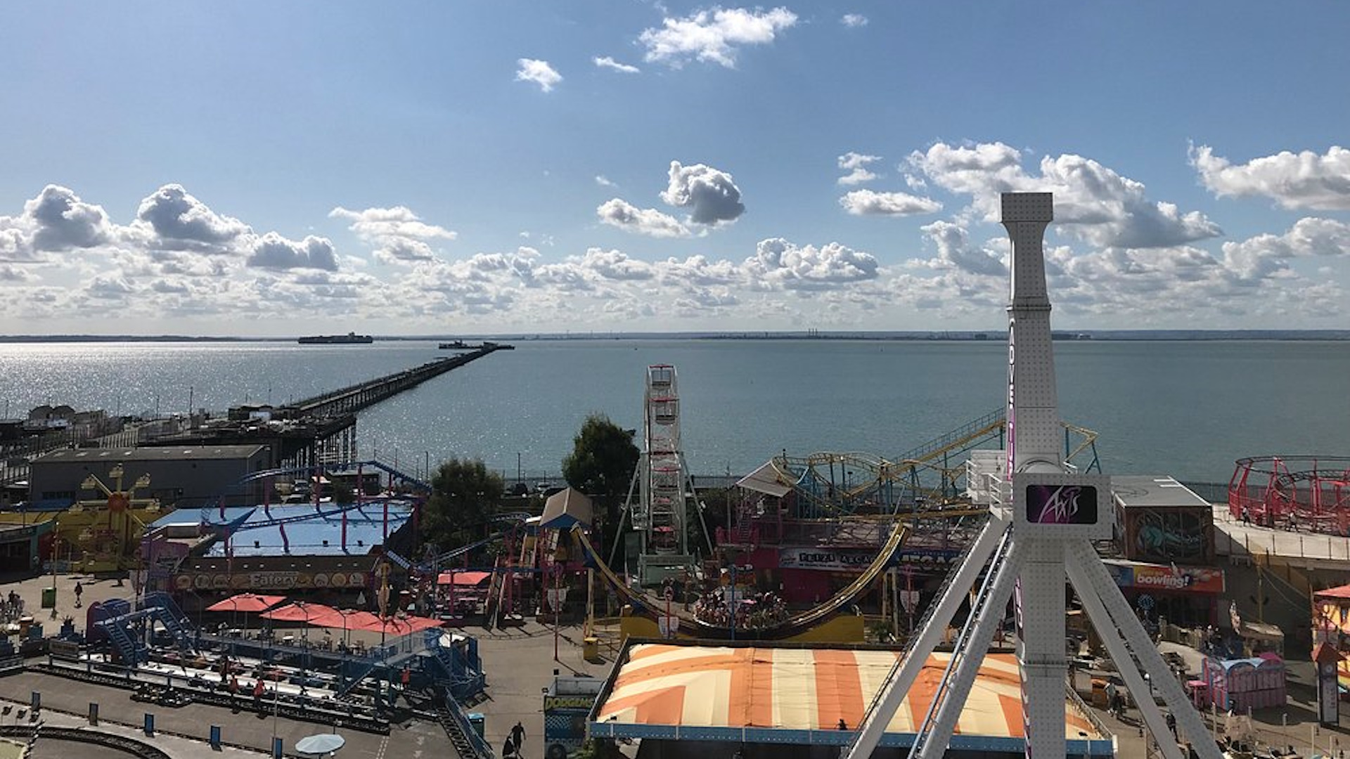 Southend Pier - Looking at the Pier Over Adventure Island Theme Park