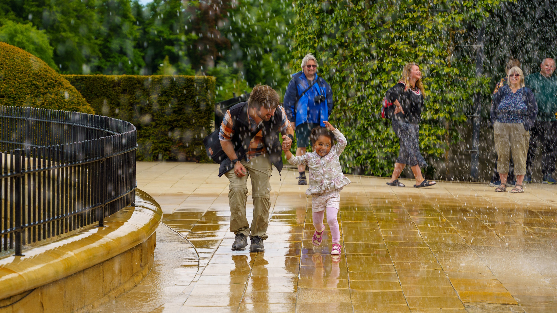 Fountain spray at The Grand Cascade in The Alnwick Garden