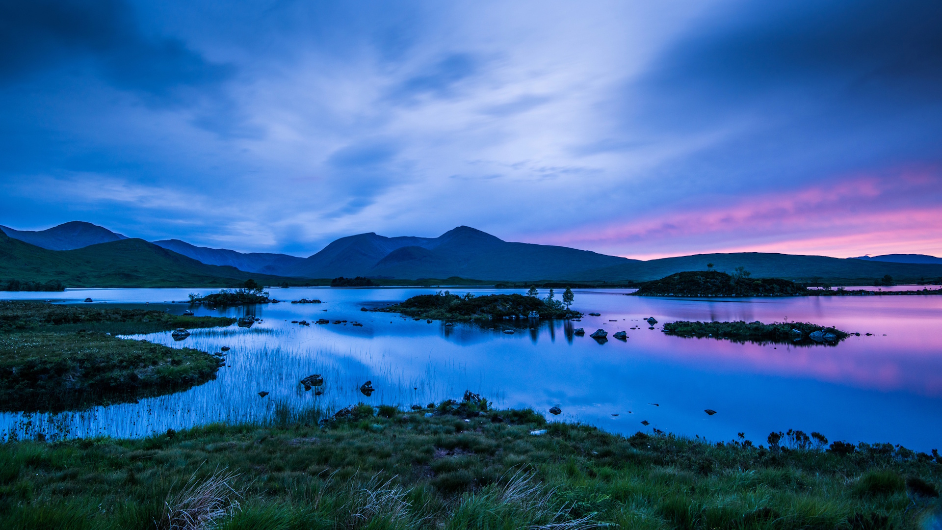 Midsummer at Lochan na h-achlaise in the Scottish Highlands
