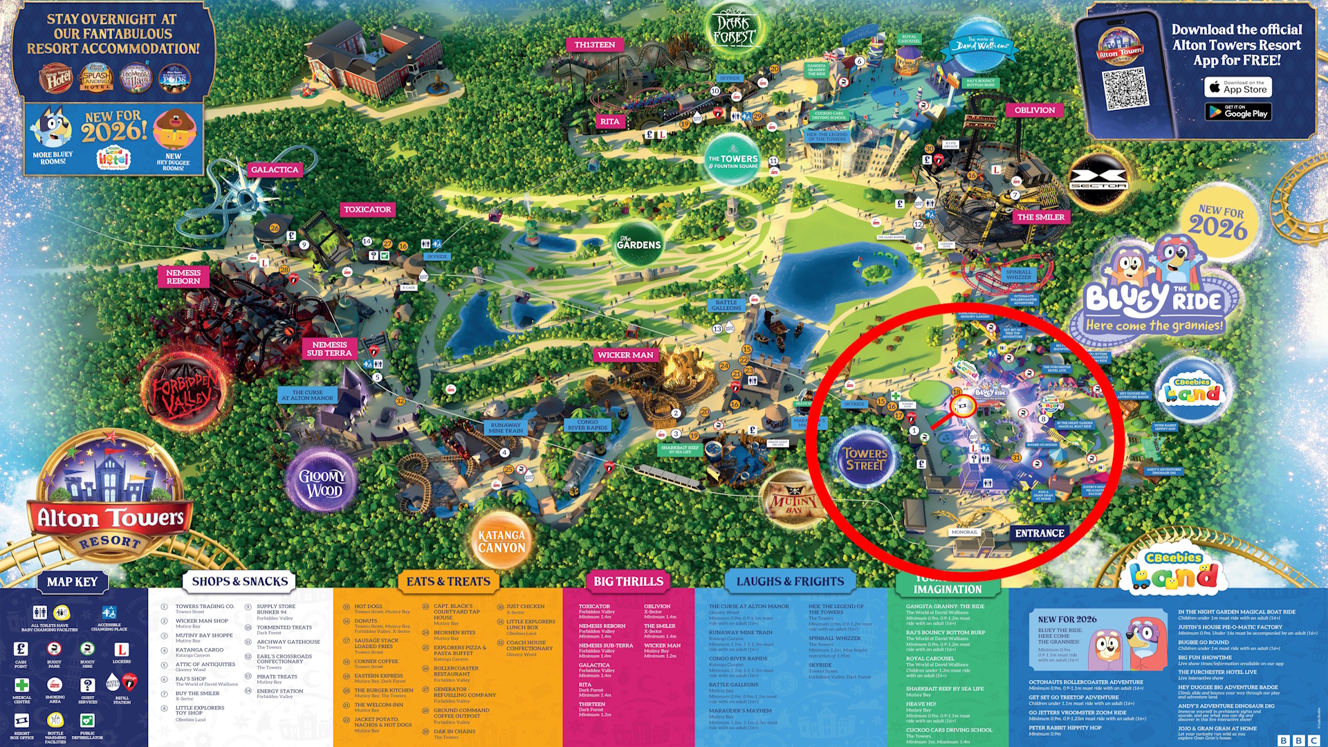 Map Showing Where to Collect the Gold Fastpass Wristband at Alton Towers
